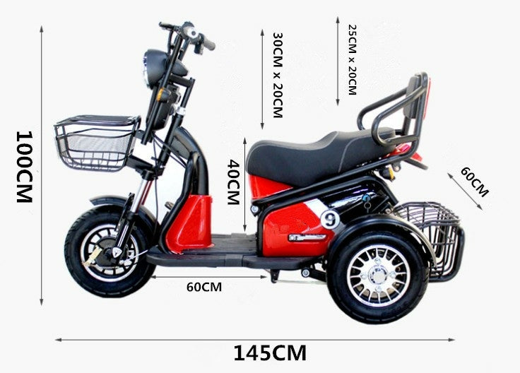 UAE Golf Cart 3-Wheel Electric Scooter with Dual Seats and Basket - View 4