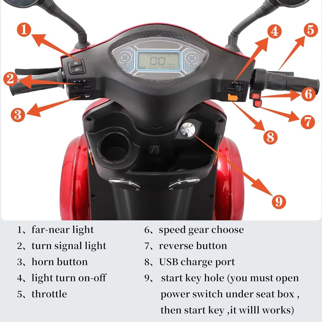 UAE Golf Cart 4 Wheels Electric Scooter with Comfortable Seat 1000W 60V 30-50 km Range - View 4