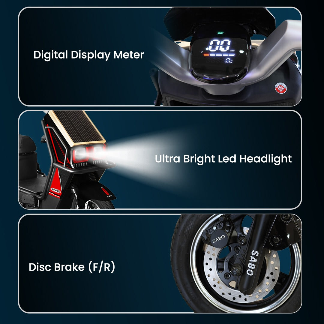 UAE Golf Cart 48V 2500W Hybrid Solar Electric Motorbike - 90-100 km Range, 70 km/h Top Speed, 20Ah Lead Acid Battery - View 23