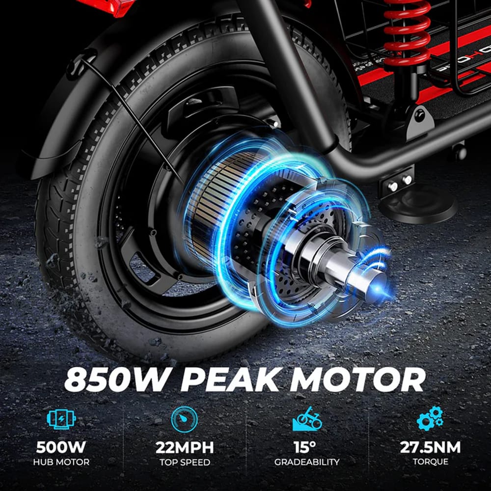 UAE Golf Cart 48V Electric Scooter with Dual Seats, Basket, 500W Hub Motor, 22 MPH, 25 Mile Range - View 7