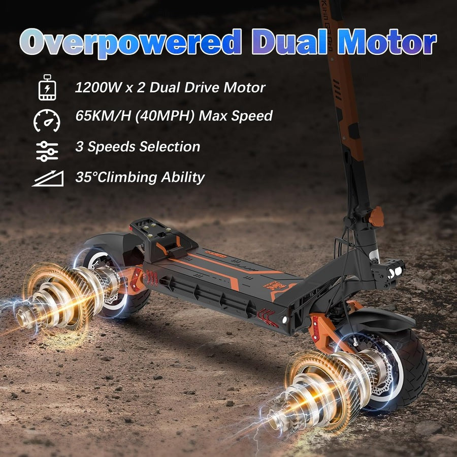 UAE Golf Cart Dual Motor Electric Scooter 65 km/h, 52V 23Ah Battery, 10" Off-road Tires, 120kg Load Capacity, Foldable - View 2