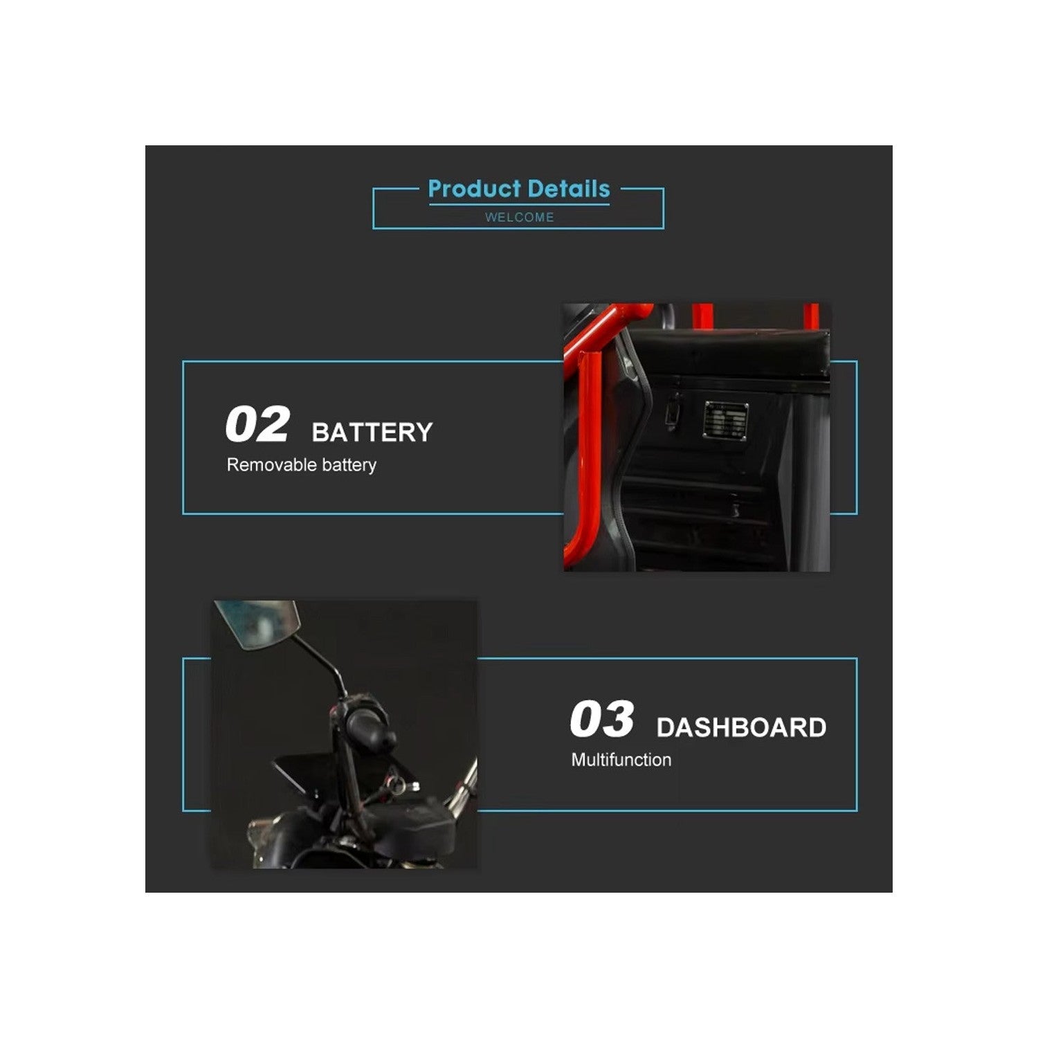 UAE Golf Cart - Electric Cargo Tricycle UAE Golf Cart Hydraulic 1800W 60V 600kg 1.6M Sunroof Disc Brakes UAE - View 10