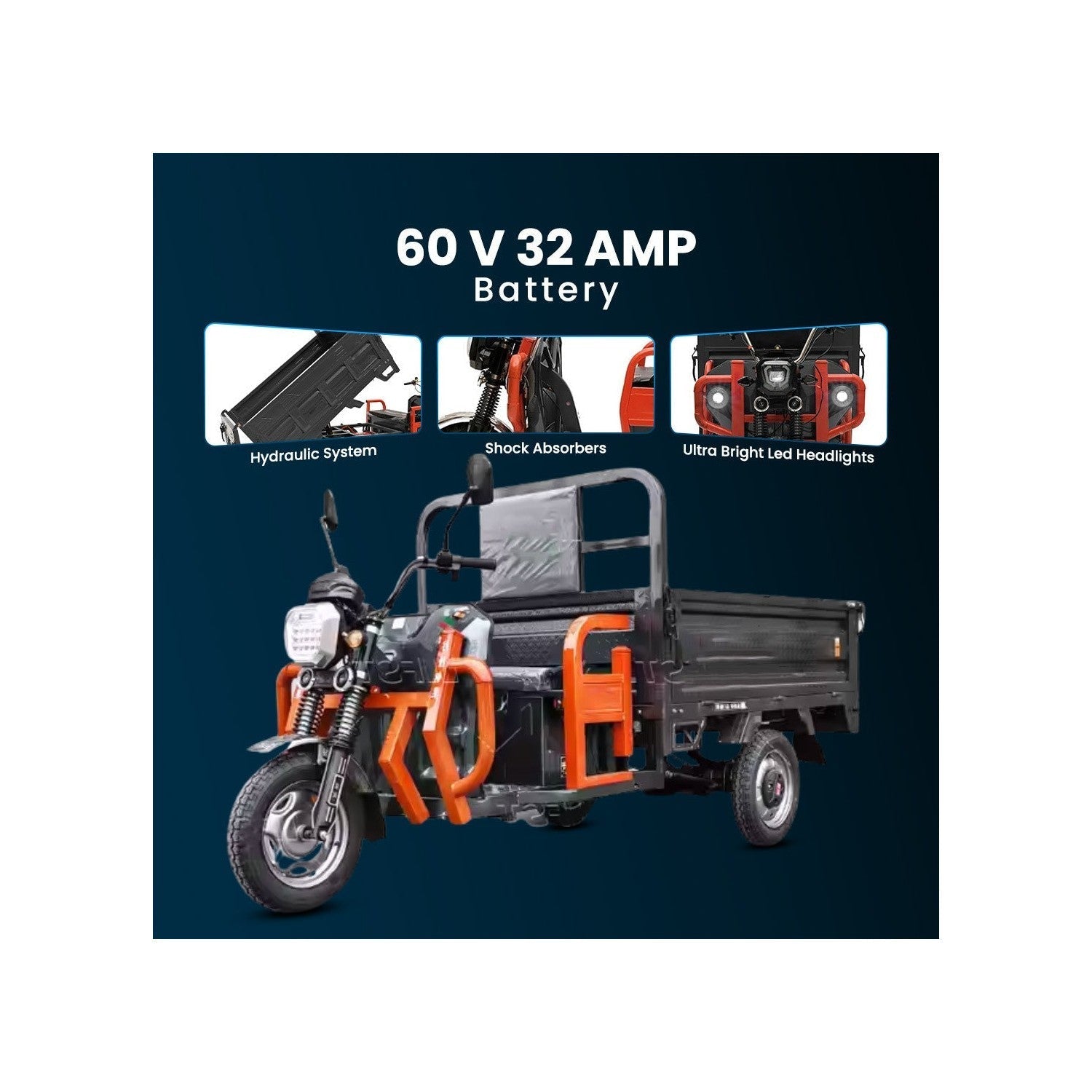 UAE Golf Cart - Electric Cargo Tricycle UAE Golf Cart Tuk Tuk 1.6M 1500W 60V 800kg 100km Range GCC UAE - View 11