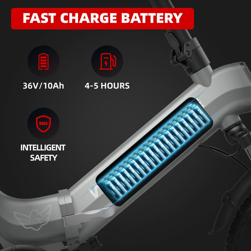 UAE Golf Cart Foldable Electric Bike W1 350W Motor 36V 10Ah Battery 20 MPH Top Speed 16" Fat Tires Aluminum Frame 52.9 lbs - View 6